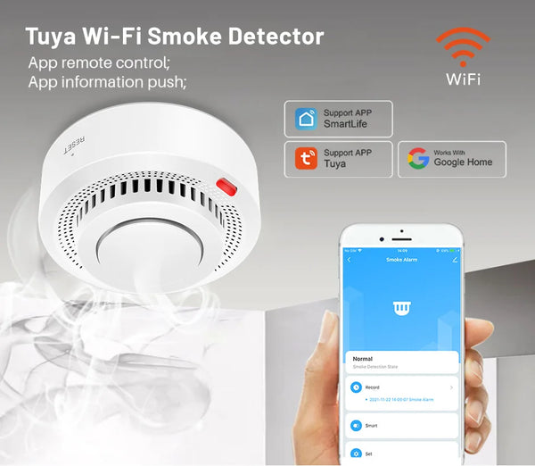 Tuya Smart WiFi Smoke Sensor Fire Protection Smoke Detector 85dB Sound Security System Firefighters  Smartlife APP Control.
